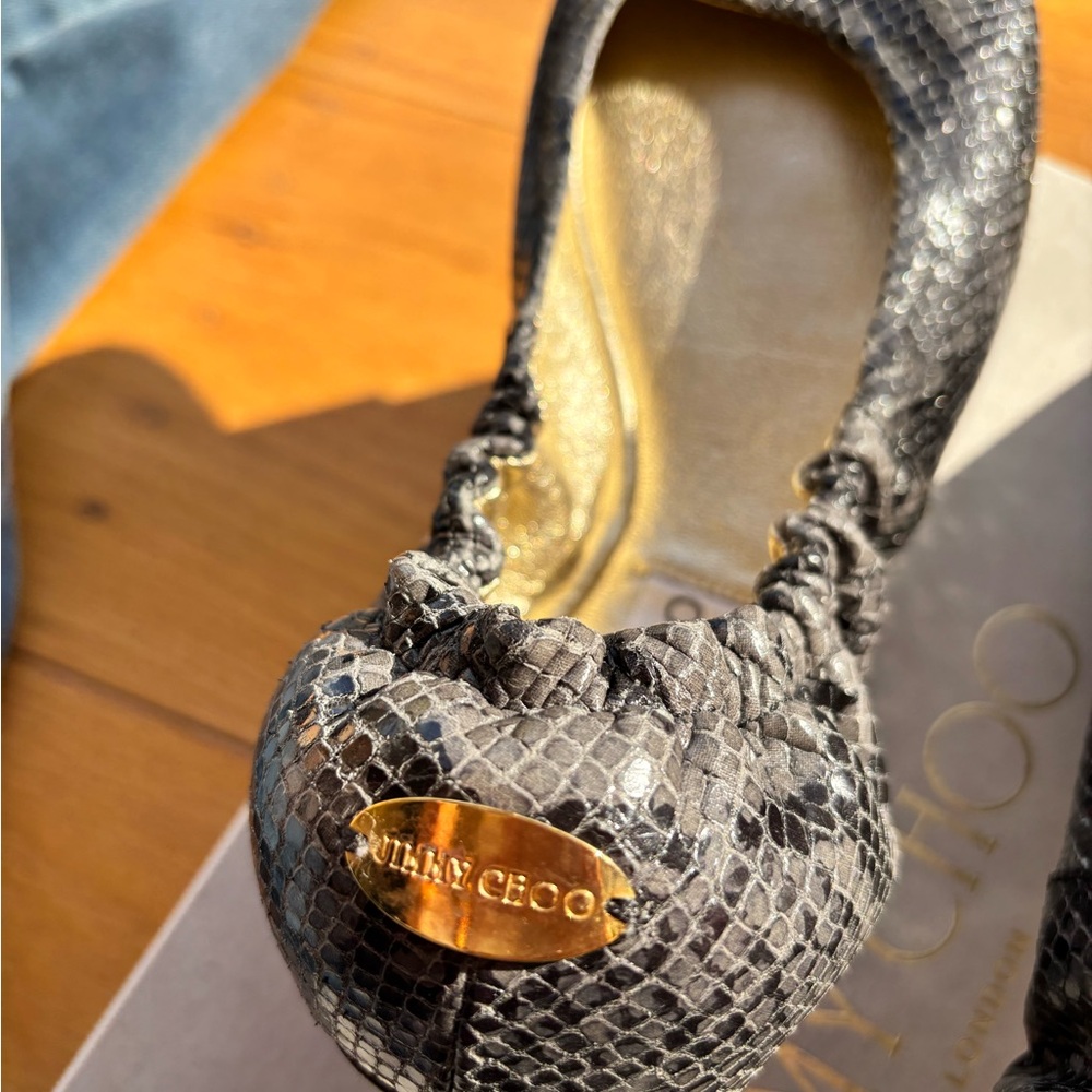 Jimmy Choo Black and Gold Snakeskin Bag